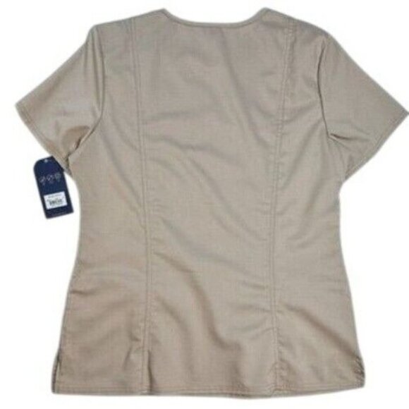Cherokee Revolution Modern Classic Scrub Top Women Small Khaki Medical NEW‎ - Picture 7 of 11